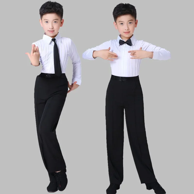 Ballroom Boy Latin Dancing Tango Competition Suit Children's Professional Dance Wear Boy Salsa Shirt + Pants Dance Shirts