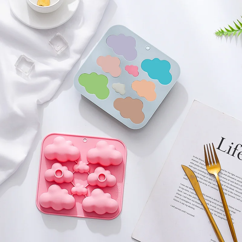 8 Cavities Cartoon Cloud Silicone Soap Mold DIY Candle Resin Plaster Making Set Chocolate Biscuit Cake Ice Mould Home Decor Gift silicone soap molds epoxy resin molds
