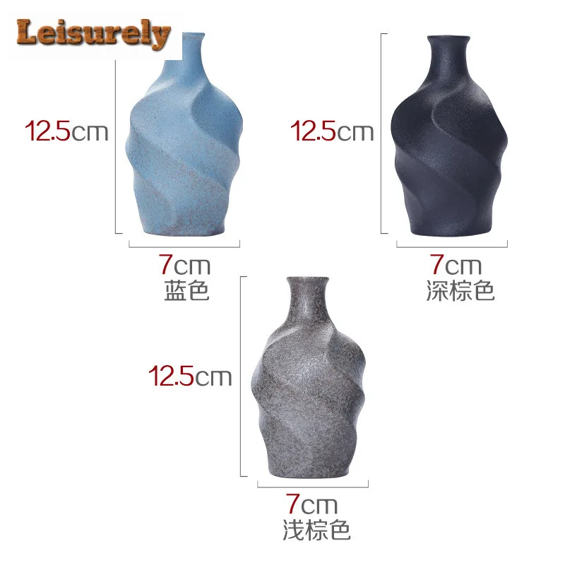 Japanese Style Rough Pottery Mini Vase Vintage Terrarium Home Decorations Plant Pot Household Flowerpot Tea Table Decoration