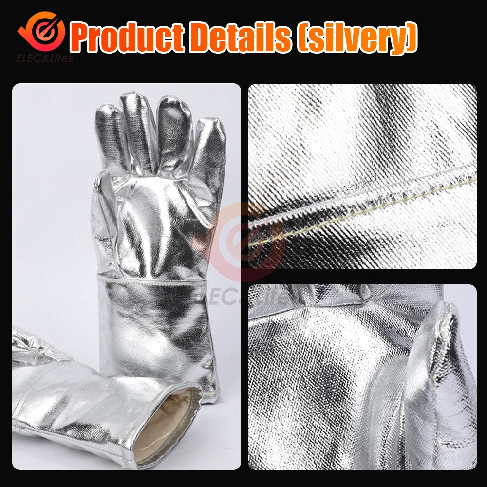 Aluminum Foil Heat Insulation Gloves Anti-scalding Glove Fireproof Industrial Grade Oven Heat-resistant Protective Safety Gloves protective gloves safety gloves oven gloves
