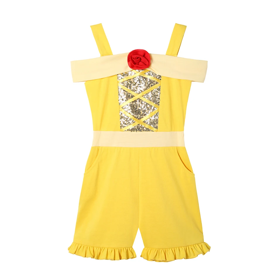 thumbnail image 1 of Conjunto de mono con temática de princesa Disney para niños y niñas, ropa informal de una pieza con manga voladora, Jasmine, Moana, Mirabel, Verano, 1 of 4