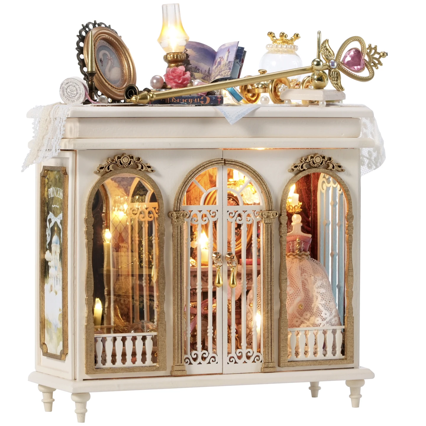 Moonlight Fantasy Mini 3D Puzzle Montagemodell Puppenhaus-Set DIY Handgemachtes Spielzeug Bücherregal-Set, Holzhandwerk Mädchen Geburtstagsgeschenk