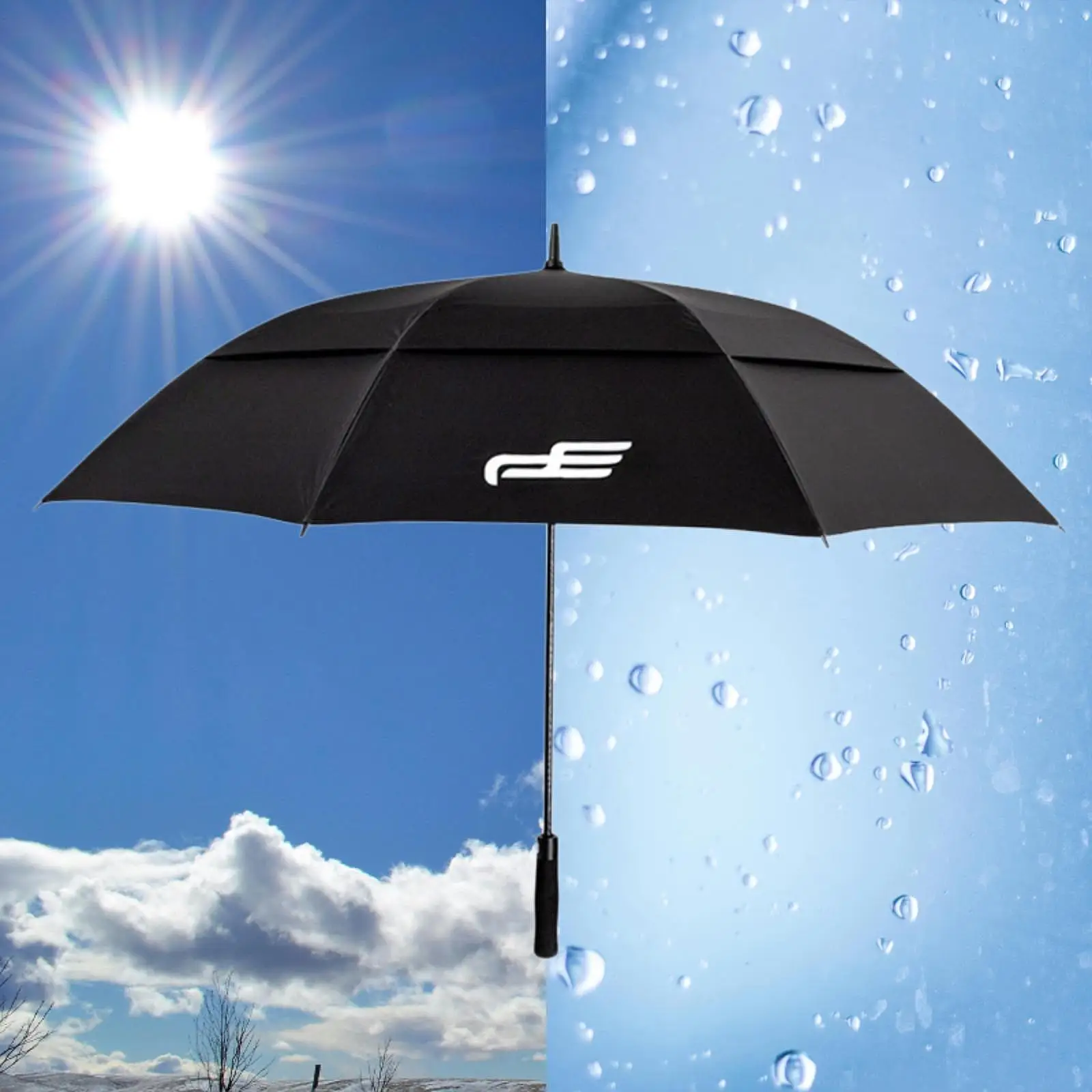 Large Golf Umbrella 135cm Dia Fiber Frame Windproof Lightweight Vented Auto Open Umbrella for Men Travel Outdoor Women Beach