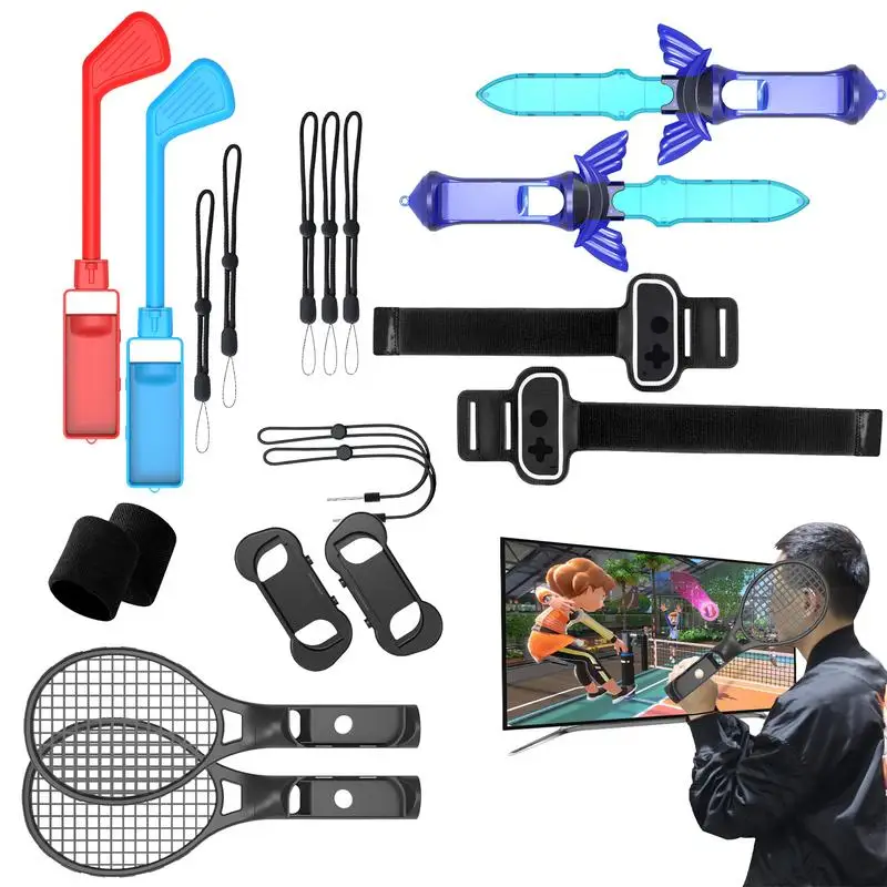 

12 In 1 For NS Switch Sports Control Set Wristband Tennis Racket Leg Strap Somatosensory Game Accessories For Switch Gift