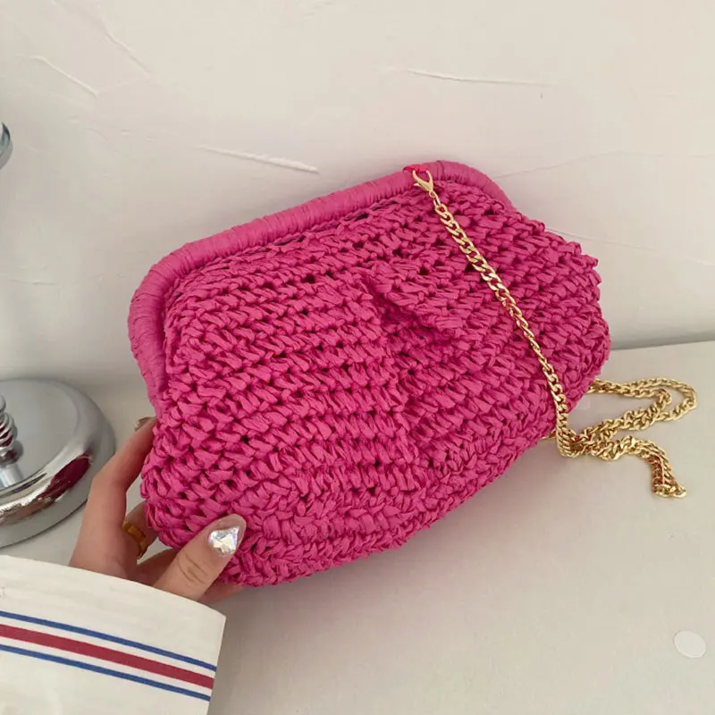 

Summer Designer Shoulder Bag Warm Party Straw Weaving Purse Bag Women Pillow Dumpling Cross Body Bag 2024 Winter Pouch Cloud Bag