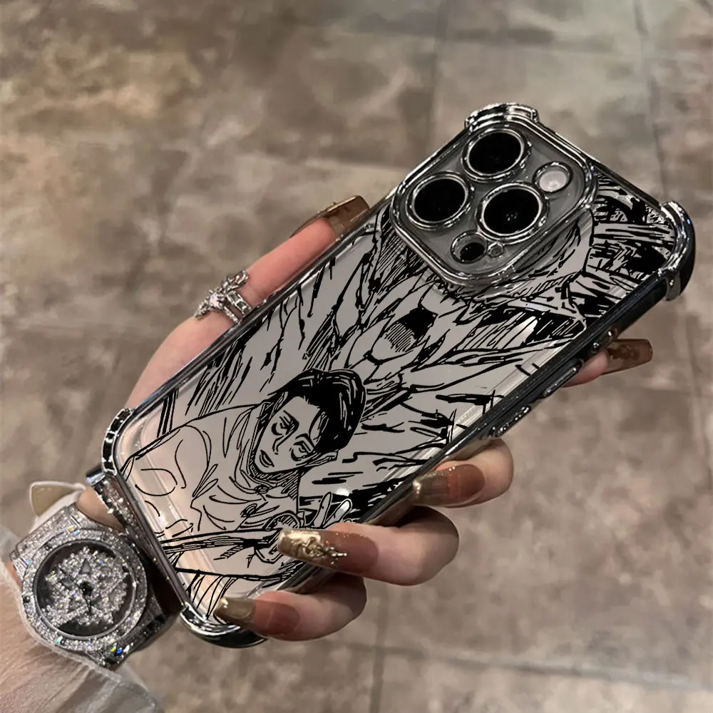 Stylish Hot Anime Jujutsu Kaisen Gojo Plating Phone Case with Anti-Fall Airbag Protection