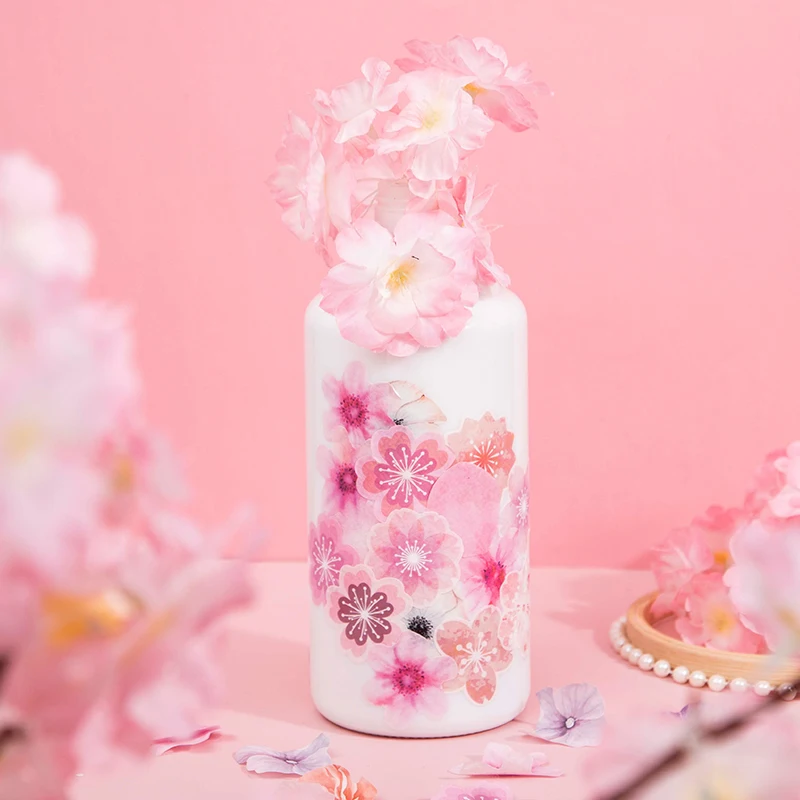 Yoofun 50pcs/roll Creative Sakura Washi Paper Sticker Tape Flower Decoration Masking Washi Tape Gift Card Journal Planner Diary 6
