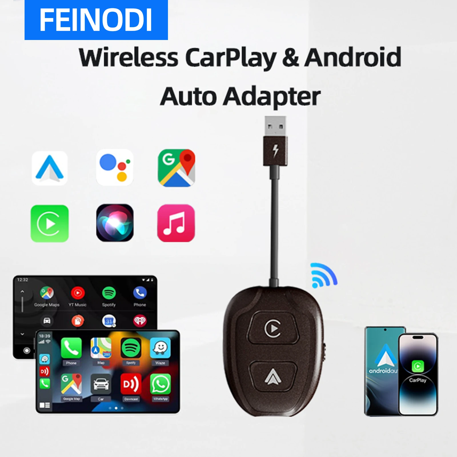 Беспроводной автомобильный адаптер CarPlay и Android 2 в 1 для OEM проводной CarPlay и проводной автомобильный адаптер для Android проводной и беспроводной