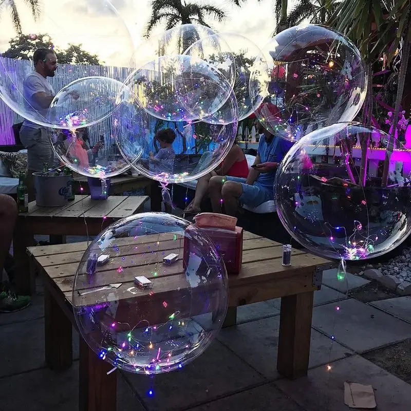 50 Clear Bobo Balloons 18 Inch Transparent Bubble Balloon for Illuminated LED Balloons, Home Decoration, DIY, Christmas, Events, Wedding, Anniversary, Indoor/Outdoor Decoration, Family Reunion