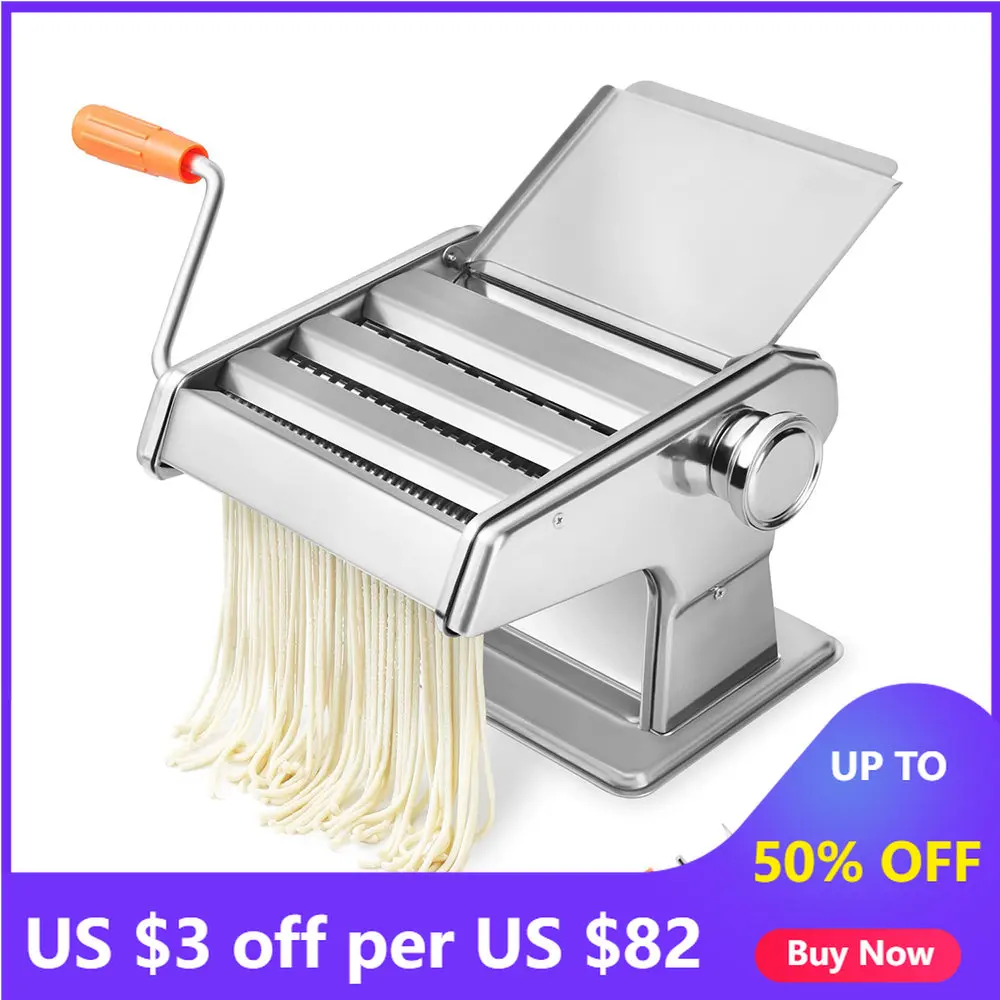  Pasta Maker - Pasta Roller - Noodle Maker Stainless Steel  Manual Dough Press - Pasta Maker Machine With 8 Adjustable Thickness For  Lasagna, Spaghetti, Ramen, Dumpling Skin, Polymer Clay : Home & Kitchen