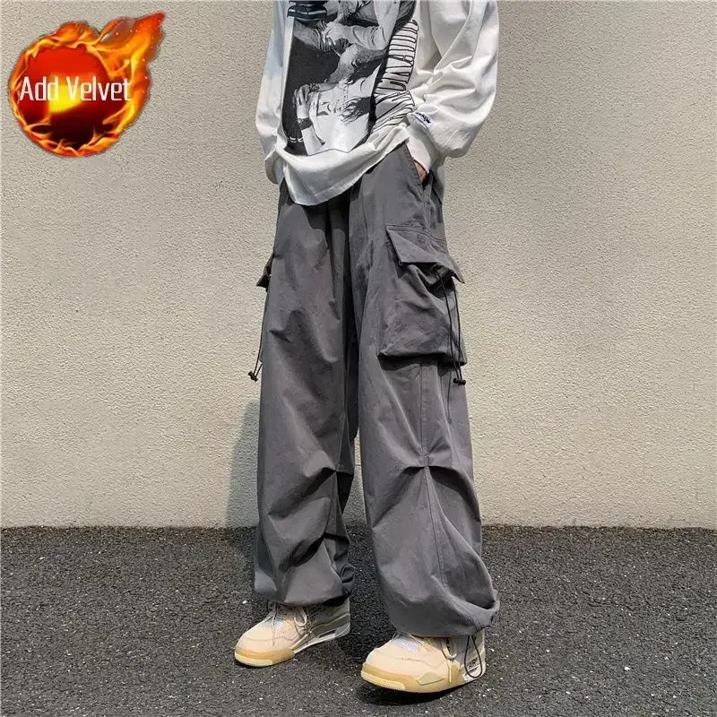 thumbnail image 1 of Pantalones Cargo para Hombre Pantalones Rectos Grises Hombre Otoño Ancho Regular Fit Talla Grande Pantalones Calle Algodón Spandex Ropa Moda, 1 of 5