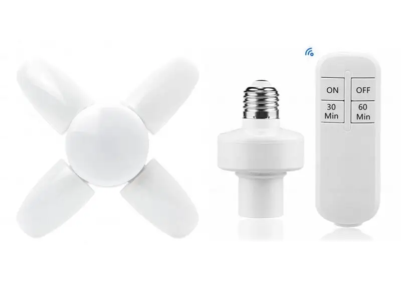 thumbnail image 1 of Lámpara de techo LED deformable para garaje, 5+1 aspas de 60 W, E27, ajustable, para tienda, ventilador plegable profesional para almacén, 220 V, 1 of 5