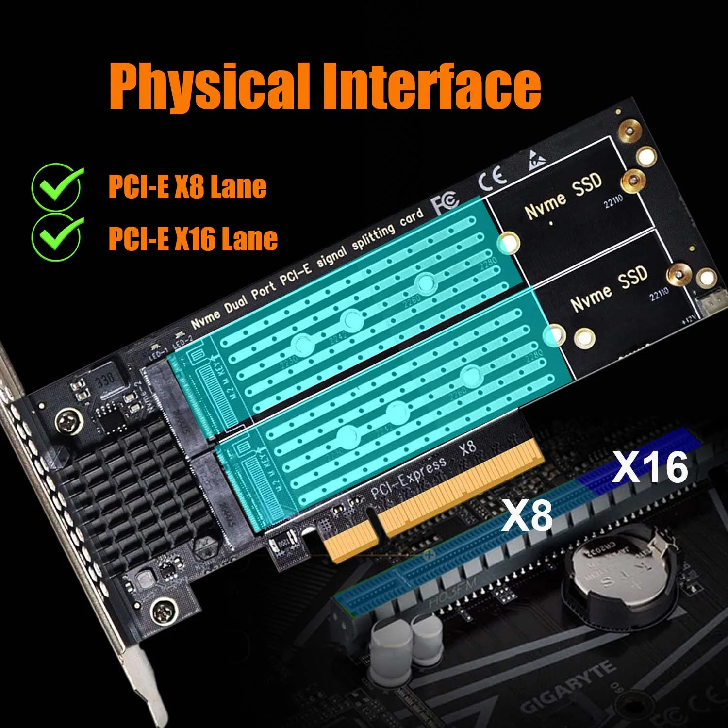 Adaptador Duplo M.2 Pcie 4.0 3.0 x8 Suporte M.2 Pcie Ssd Raid Configuração sob Bifurcação Pcie Habilitado Placa-mãe - Imagem 6