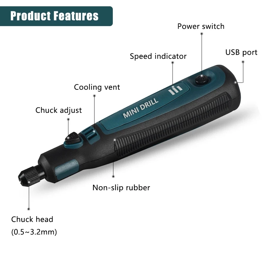 Cordless Electric Drill Grinder Dremel Rotary Tool Rechargeable Battery Woodworking Engraving 3 Speed Mini Engraver Pen 3