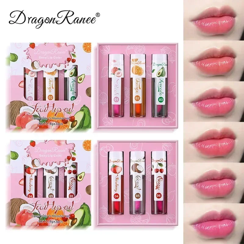 1/3Pcs Fruit Lip Oil Long Lasting Hydrating Lip Gloss Jelly Mirror Liquid Lip Glaze Long Lasting Shiny Lip Tint Makeup Lip Care 6