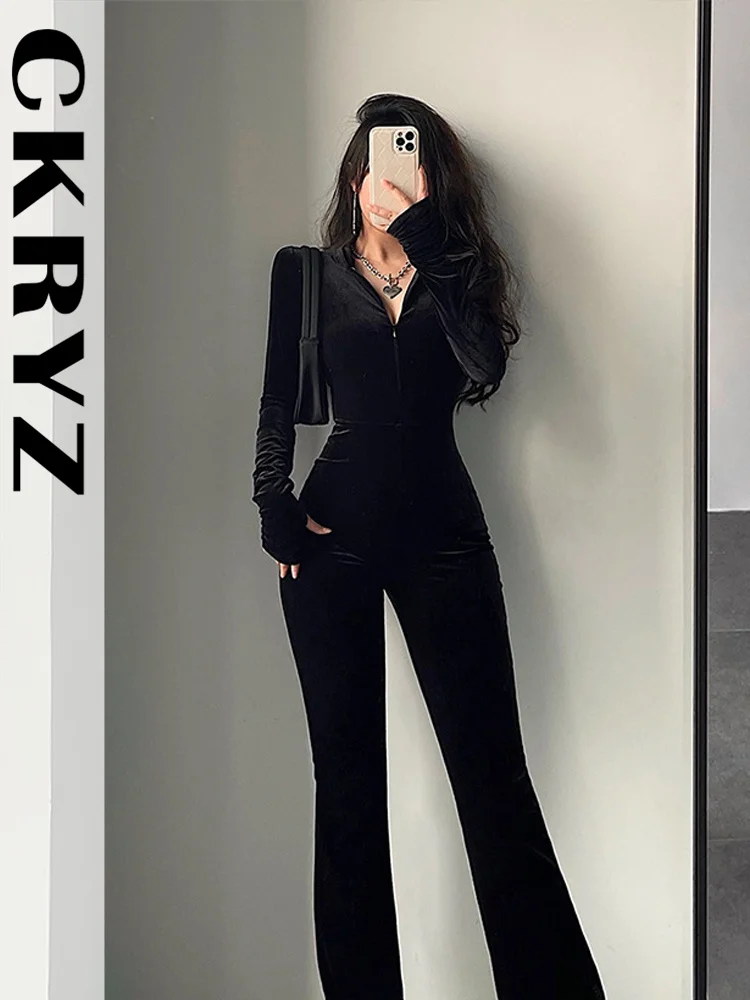 

Ladies Autumn One Piece Long Sleeve Hoodies Skinny Jumpsuit Women Velvet New Fashion Sporty Streetwear Y2K Fall Outfits Romper