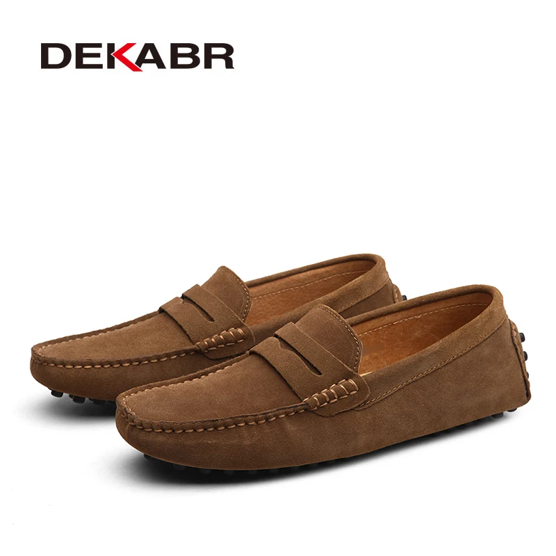 DEKABR 남성용 소프트 로퍼 모카신, 고품질 가죽 신발, 따뜻한 플랫 드라이빙 슈즈, 라지 사이즈 49, 봄 가을