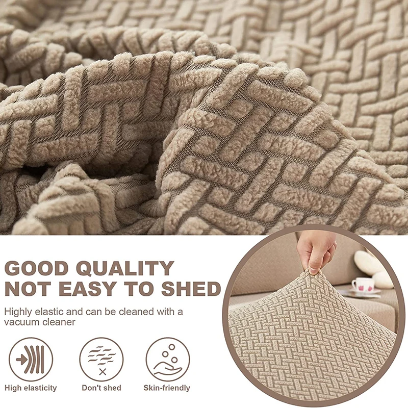 Jacquard Sofa Cushion Slipcover Protector Solid Color  Stretch Removable Sofa Seat Covers for Bedroom Office Living Room Home 5