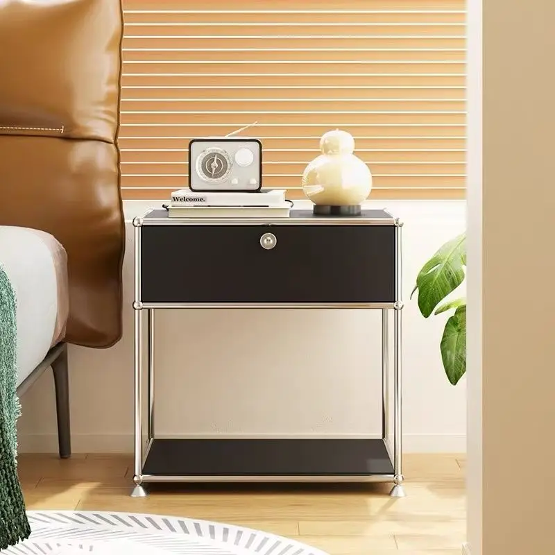 Modern Luxury Modular Side Cabinet Minimalist INS Style Stainless Steel Sofa Bedroom Storage Nightstand Furniture Design Style