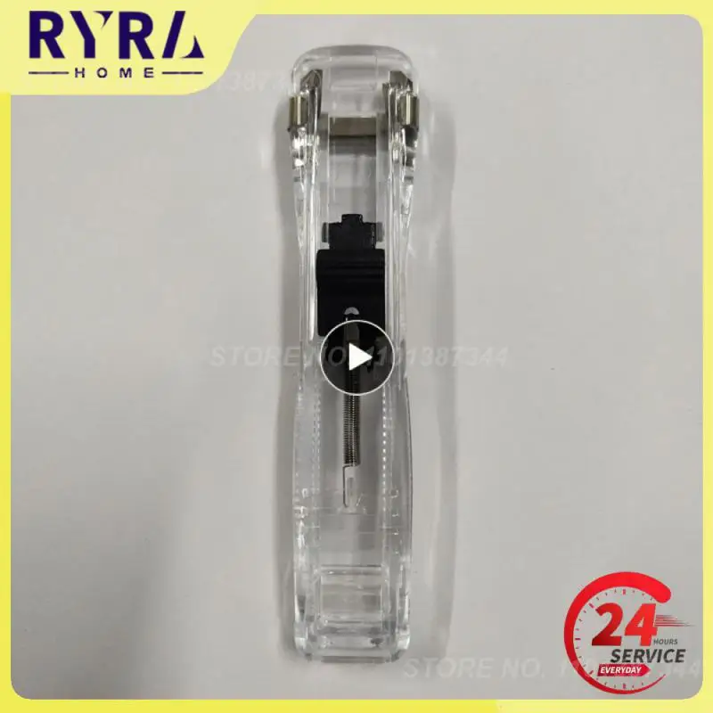 

Hand Clamp Stapler Fast Clam Clip Dispenser Transparent Pusher Supplement Clamping Desktop Stapler Office Push Clip Stapler