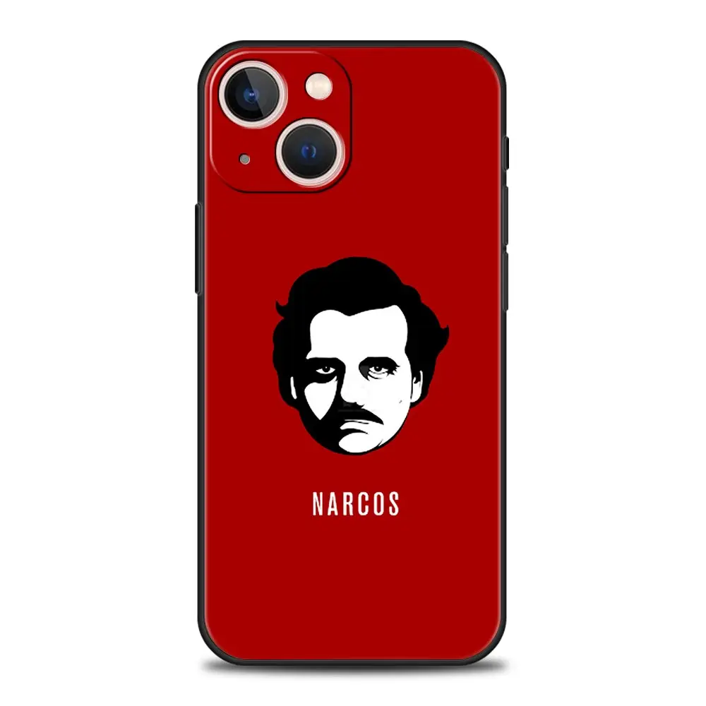 Luxurious Black Silicone Phone Case Inspired by Narcos TV Series Featuring Pablo Escobar Design