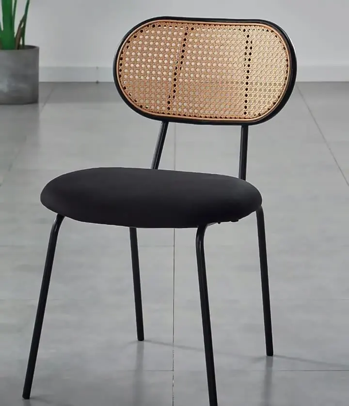 

17 Rattan dining chair Nordic home simple chair dining room study designer table chair iron soft bag rattan chair