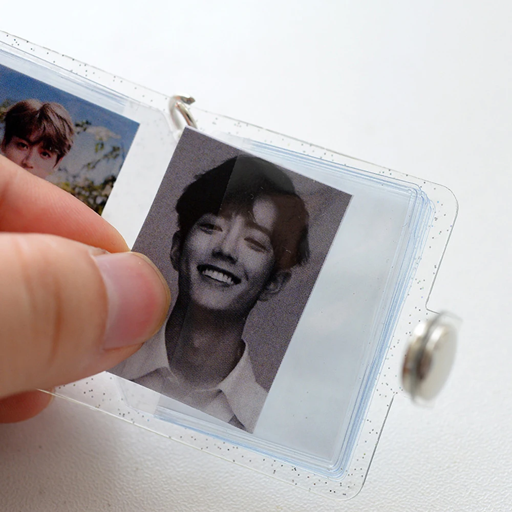 Photography Jelly Color 16 Pockets 2 Inch Card Stock Binders Albums Mini Photo Album Photos Holder Keychain Photo Card Holder