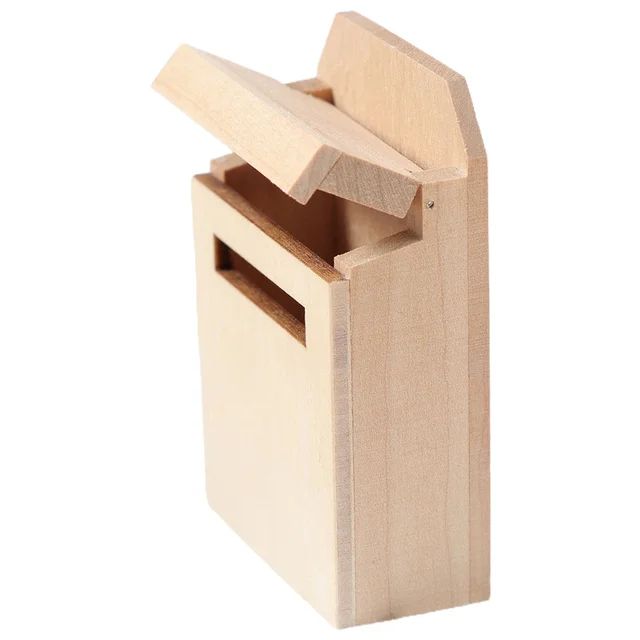 Miniatűr Üres Mail Box House Mini Miniature Wood Flip Postafiók Modell - Image 5