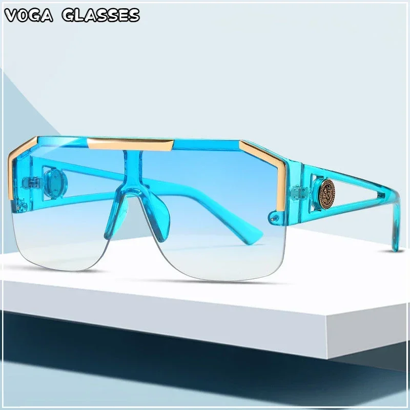 2023 Grandi Occhiali Da Sole Quadrati Donne Del Progettista di Marca Retro Occhiali Da Sole Blu Per La Femmina Oversize Nero Tonalità Oculos UV400_voghion.com