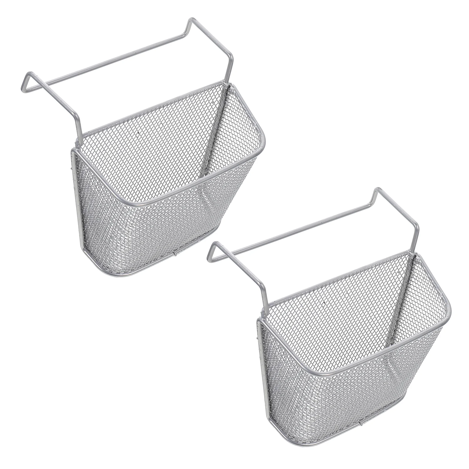

2 Pcs Kitchen Shelf Hanging Organizer Cabinet Storage Holder Cupboard Desk Edges Iron Basket Office Shelves