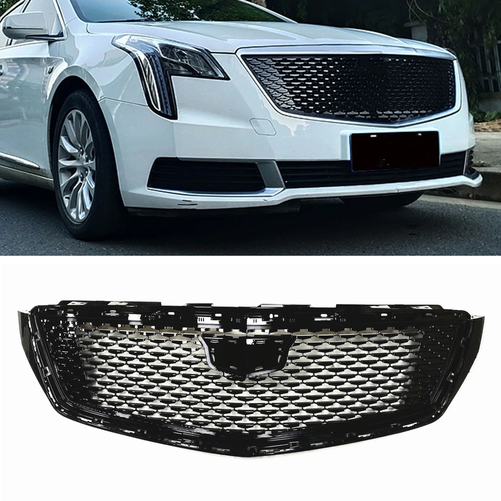 

Front Grille Racing For Cadillac XTS 2018 2019 2020 Sedan 4-Door Car Upper Bumper Hood Mesh Grid Body Kit