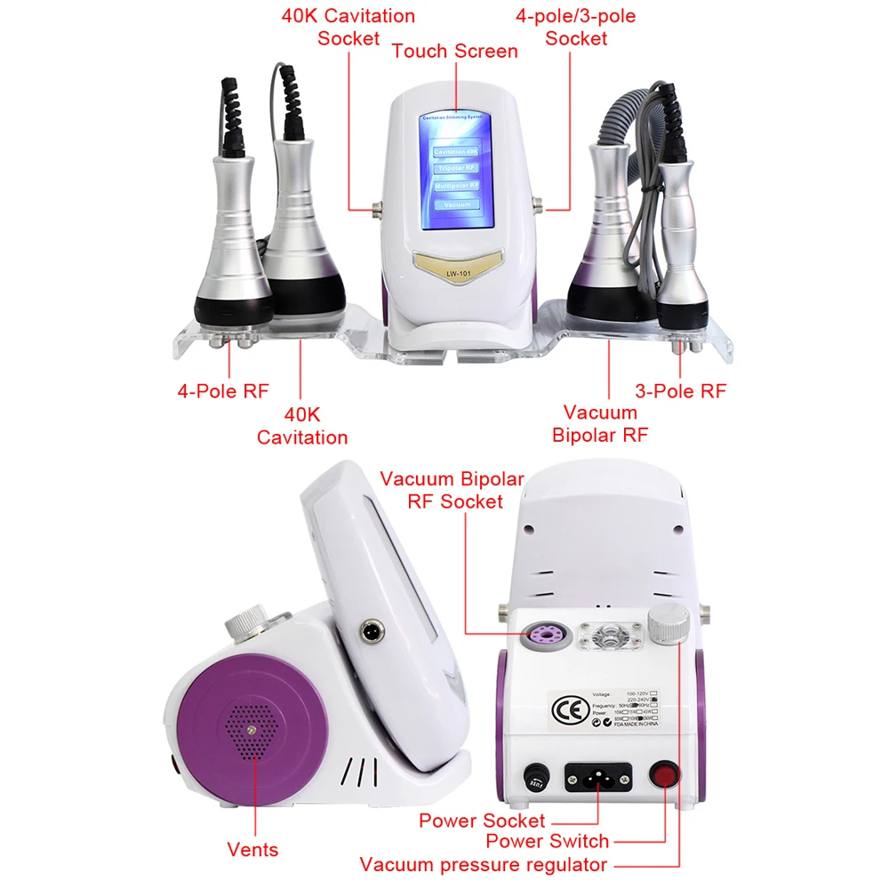 BRÜUN - 40K Ultrasonic Cavitation Machine 3.0 for Skin Tightening and Weight Lose - RF Vacuum for Fat Burning and Body Shaping for Spa Use