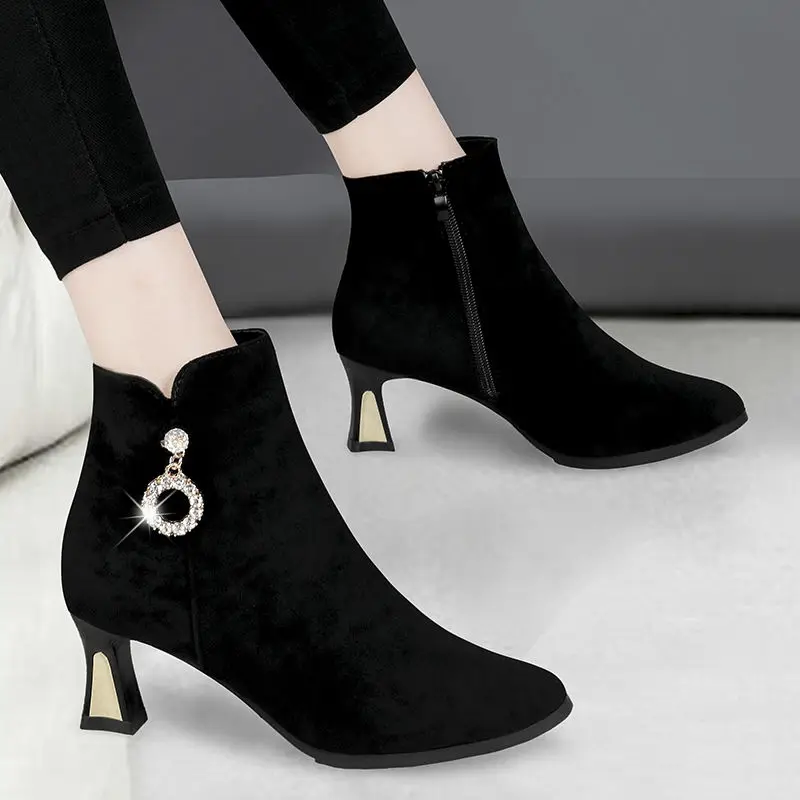 Brand Fashion Women Boots Sexy Ankle Boots For Women High Heel Shoes Woman Autumn Winter Boots Female Heeled Boots Plus Size 41