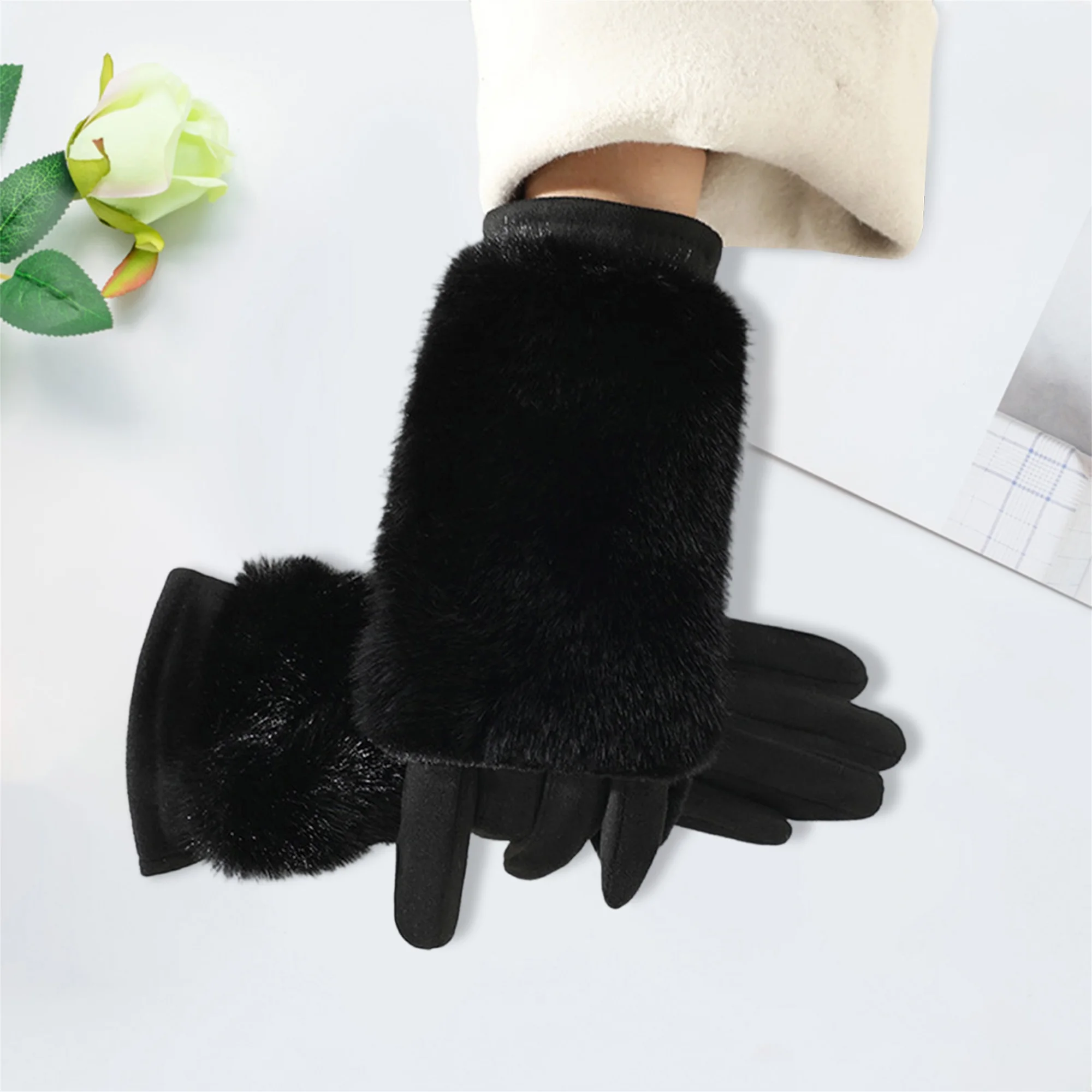 Women s Detachable Two Piece Gloves Touchscreen Friendly Winter Cold Proof Warm Gloves for Outdoor Cycling Riding