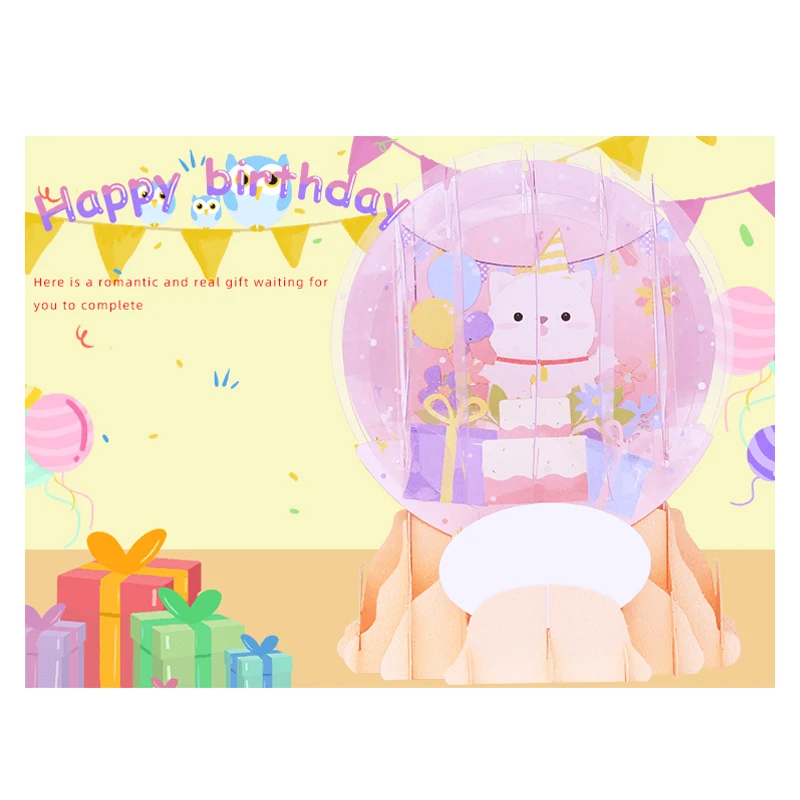 3D Snowdome Pop Up Card with Envelope, Crystal Snow Globe, Valentine's Day , Birthday Gift, Anniversary, Christmas, Xmas