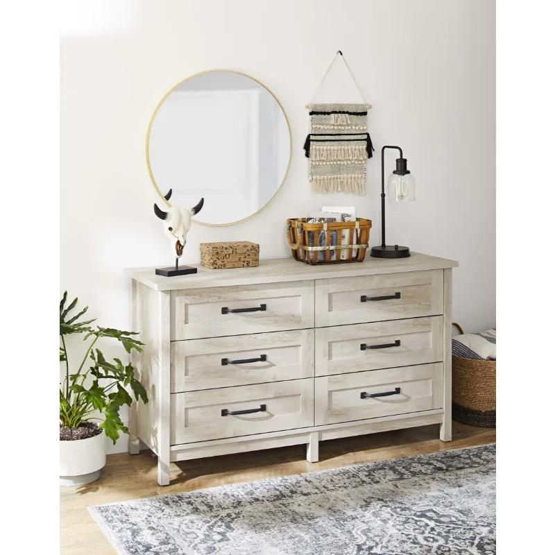 Better Homes & Gardens Modern Farmhouse 6 Drawer Dresser, Rustic Gray