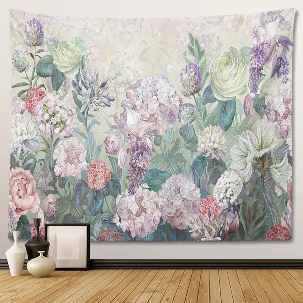 Europa Bloem Vintage Tapestry Retro Plant Thema Muur Opknoping Slaapkamer Decoratieve Wandtapijten Thuis Woonkamer Decoratie