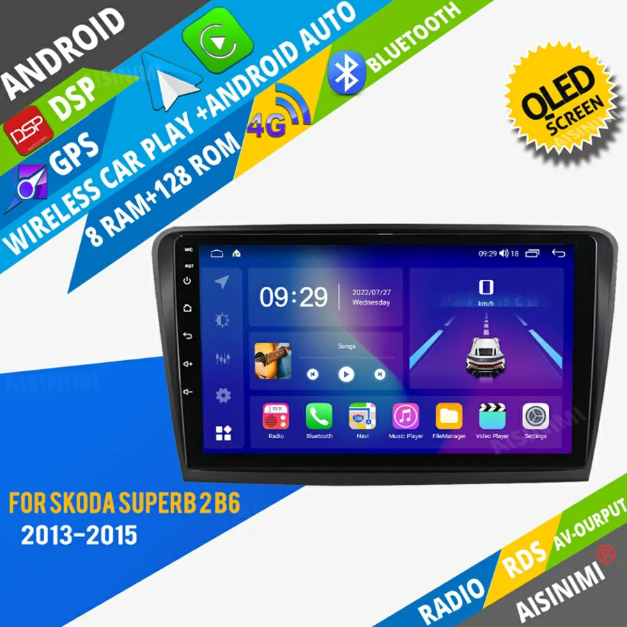 

AISINIMI Android Car Dvd Player navigation For Skoda Superb 2 B6 2013-2015 car radio Car Audio Gps Multimedia Stereo Monitor