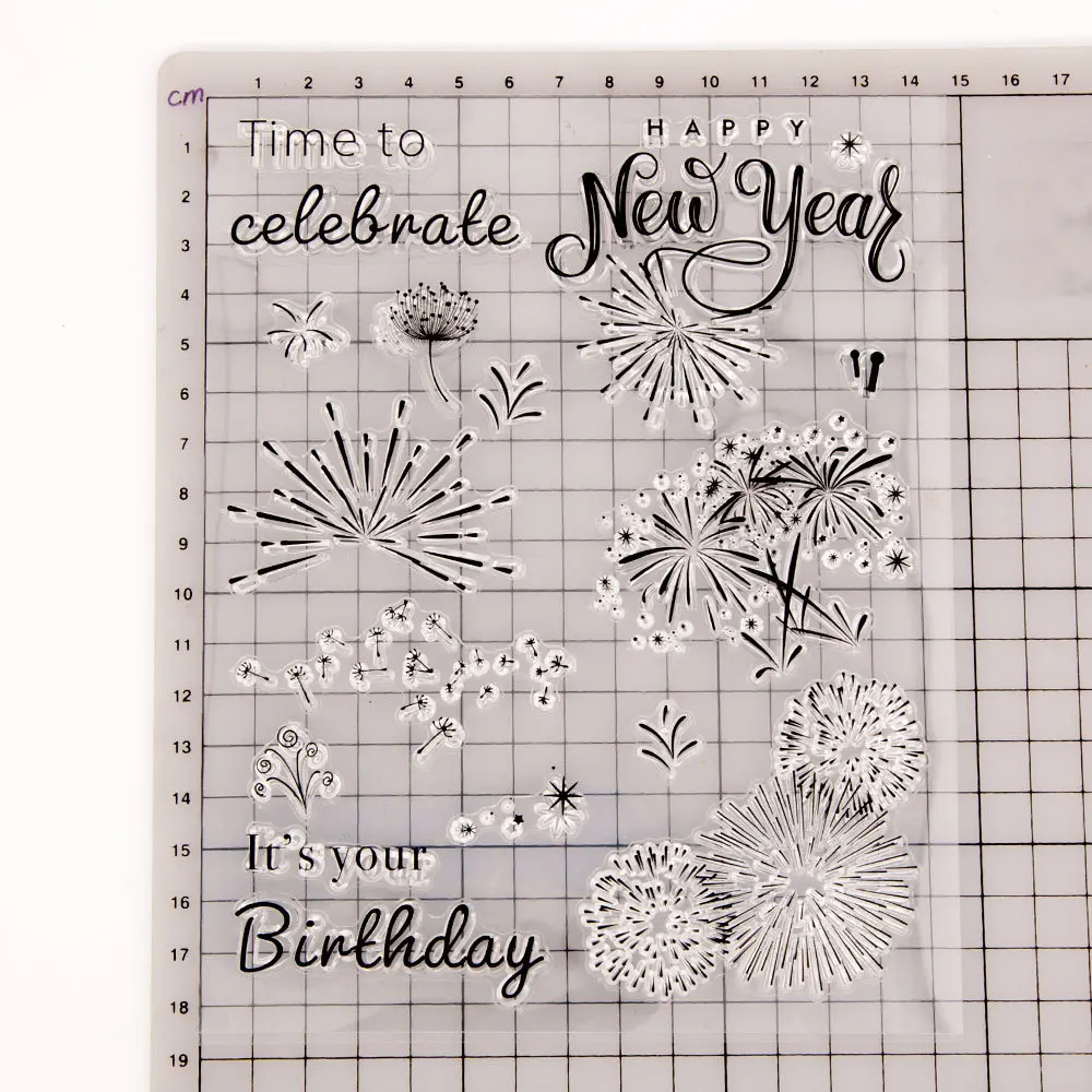 Clear Stamps Celebrate Fireworks Transparent Silicone Stamp Seal For Card Making DIY Scrapbooking Photo Album Paper Craft T1861