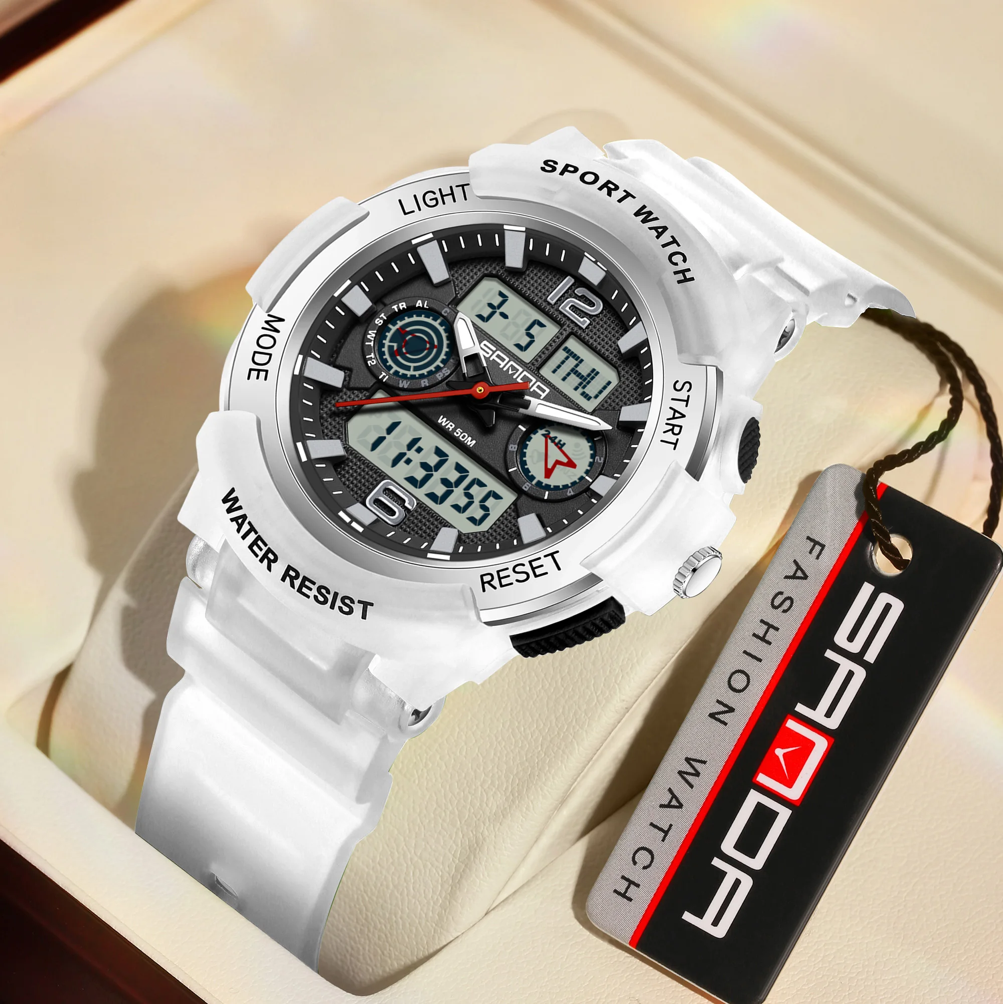 Fashion SANDA Brand Men Watches Sports Pedometer Countdown 50M Waterproof Digital Watch Military Wristwatch Relogio Masculino 2