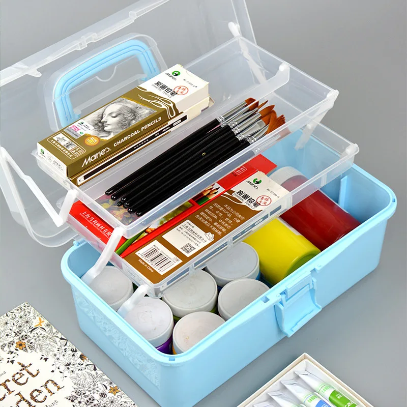 Storage Box Transparent Large Foldable For Stamp Wax Scrapbook Storage Hairpin Box Makeup Organizer Nail Jewelry Portable