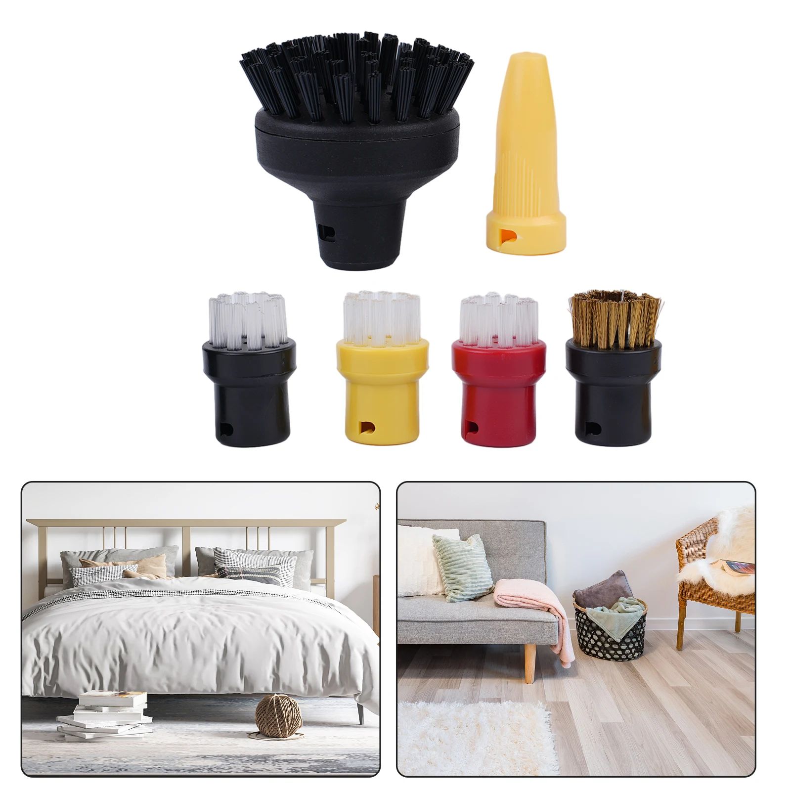 

Durable Attachment Brand New Round Brush Set 6pcs Brush Accessories Steam Cleaner Accessorie For Karcher SC1 SC2 SC3 SC4
