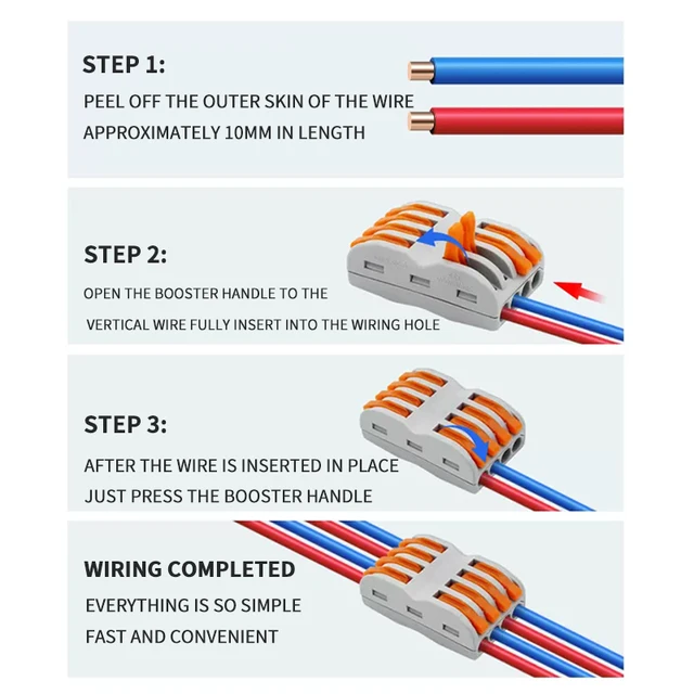 10/100Pcs Lever Wire Connectors, Compact Splicing Wire Connector, 2 3 5 Way Electrical Connectors, for Quick Connect 28-12 AWG 2