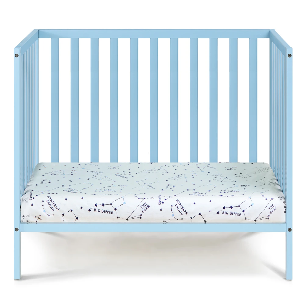 Palmer 3-in-1 Convertible Mini Crib Baby Blue w/ mattress pad 4