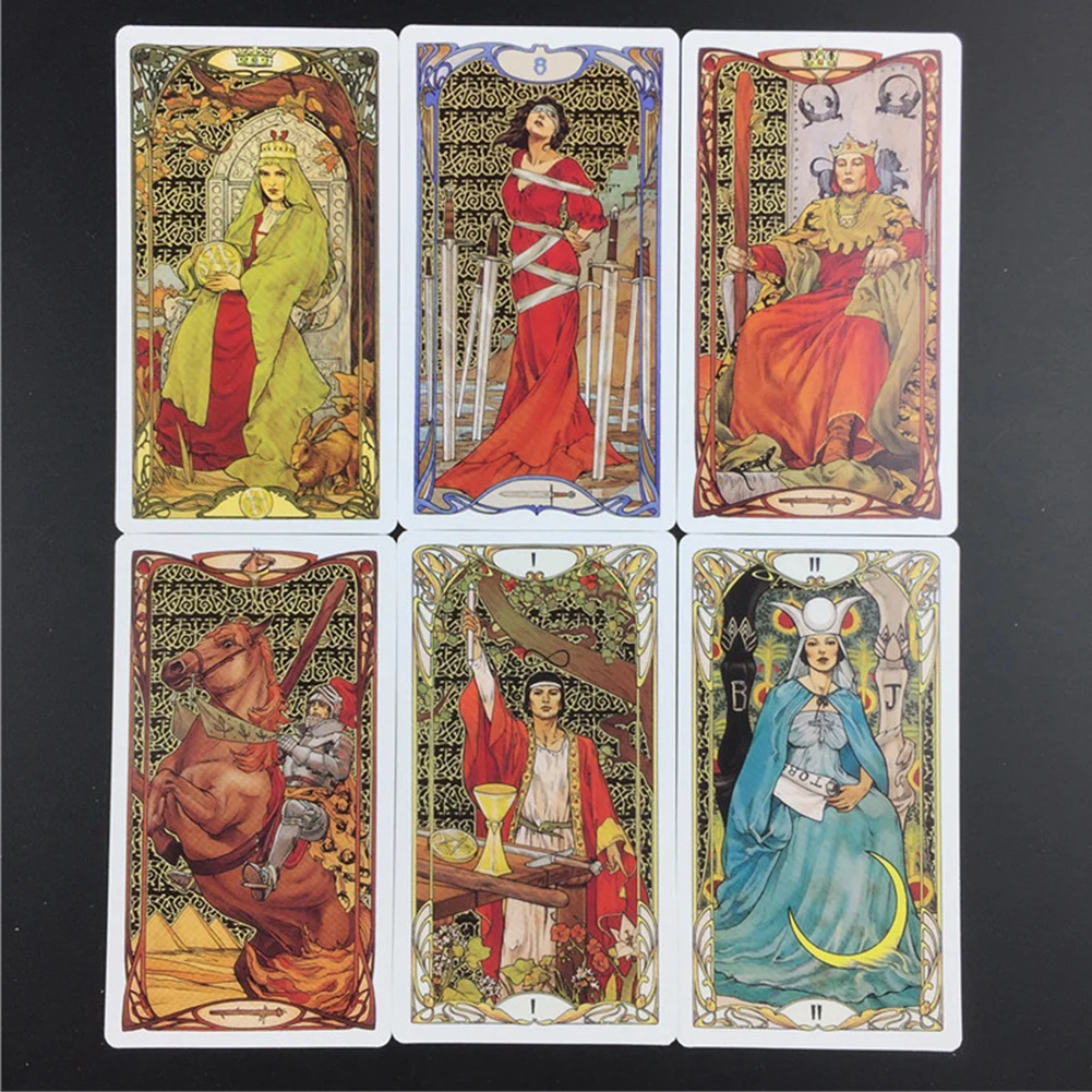 Golden Art Nouveau Tarot Cards Exquisite Packaging Tarot Deck with Guidebook English Version Tarot Oracle Cards for Beginners 3