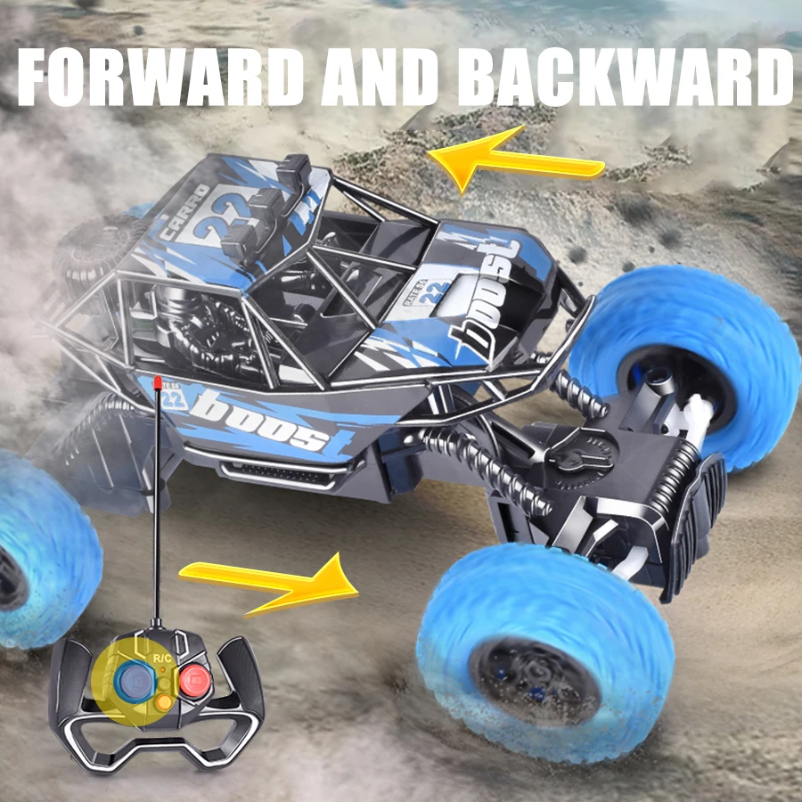 Remote control car with colorful flashing lights, rubber wheels, off-road toy car suitable for Christmas children's gifts 5