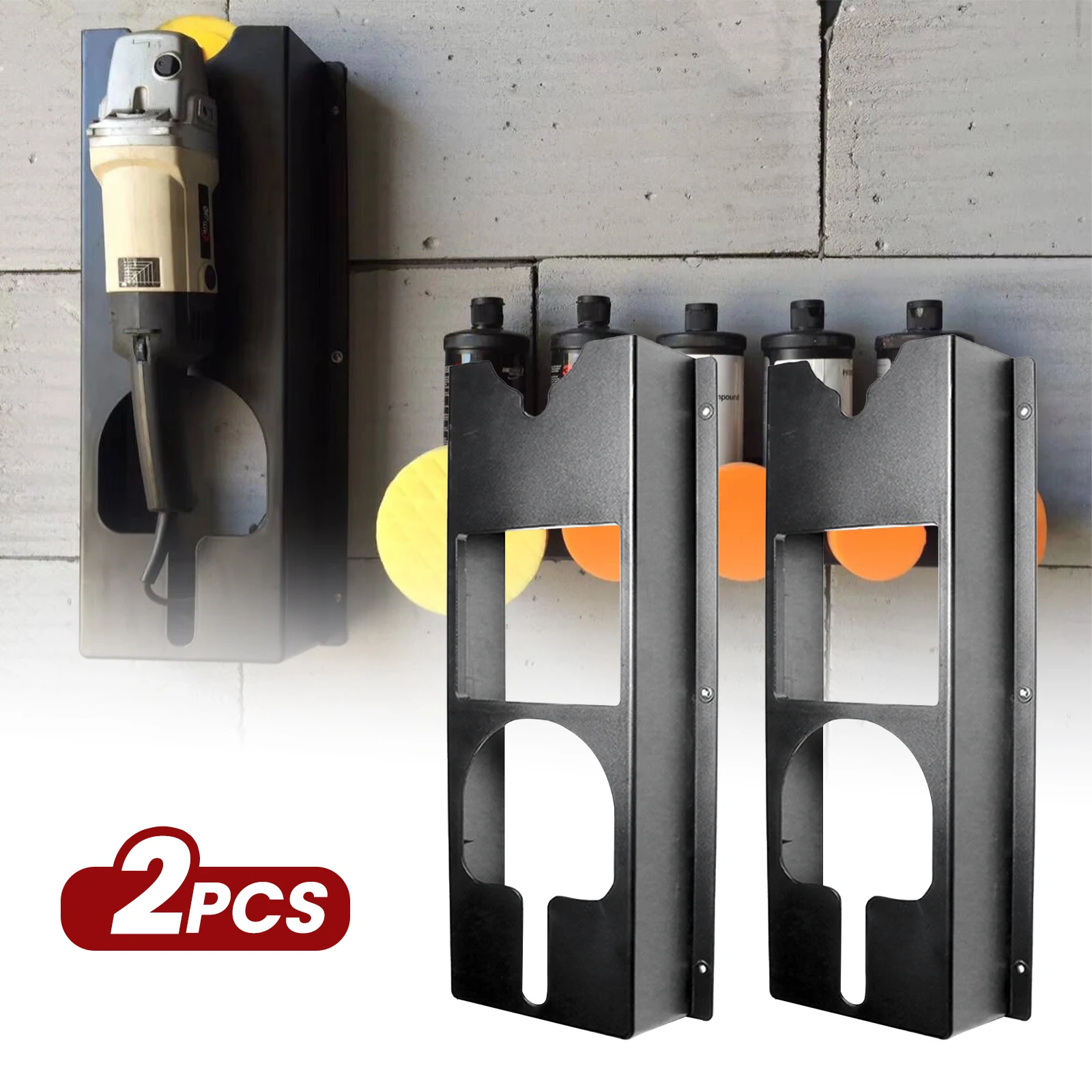 Wall-mounted Hanger Angle Grinder Frame Tool Plate Hook Parts Storage Box Car Polisher Hanger Hanging Board Toolbox Storage storage box 2PC