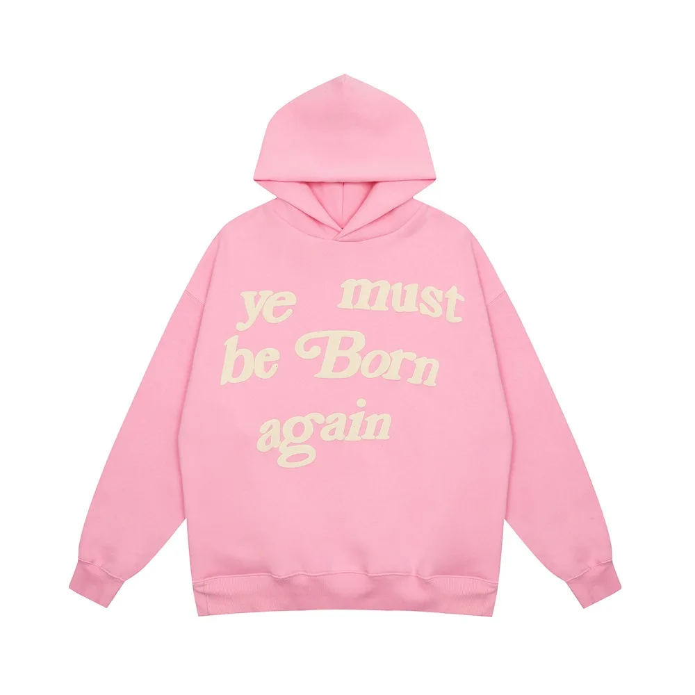 2024fw Puff Print Kanye West Hoody Men Women 1:1 Pink Ye Must Be Born Again Hoodie Oversize Fit Pullovers CPFM Sweatshirts 4