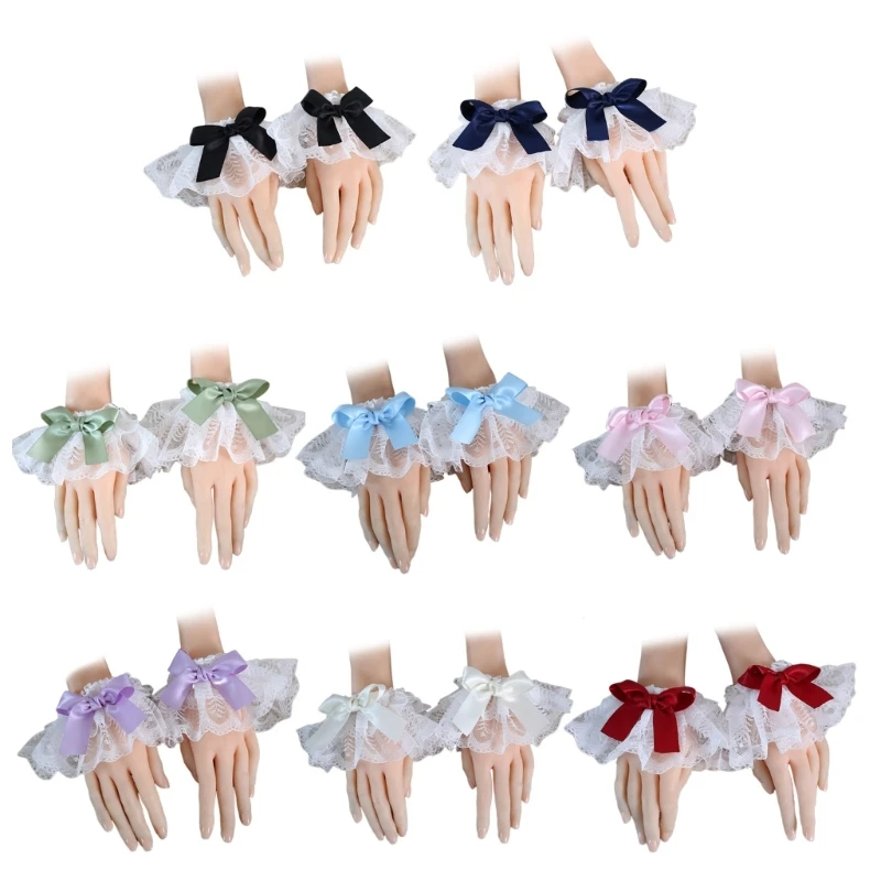 

Girls Ruffle Wrist Cuffs Decorative Sleeve Pleated False Cuffs Skirt Decor