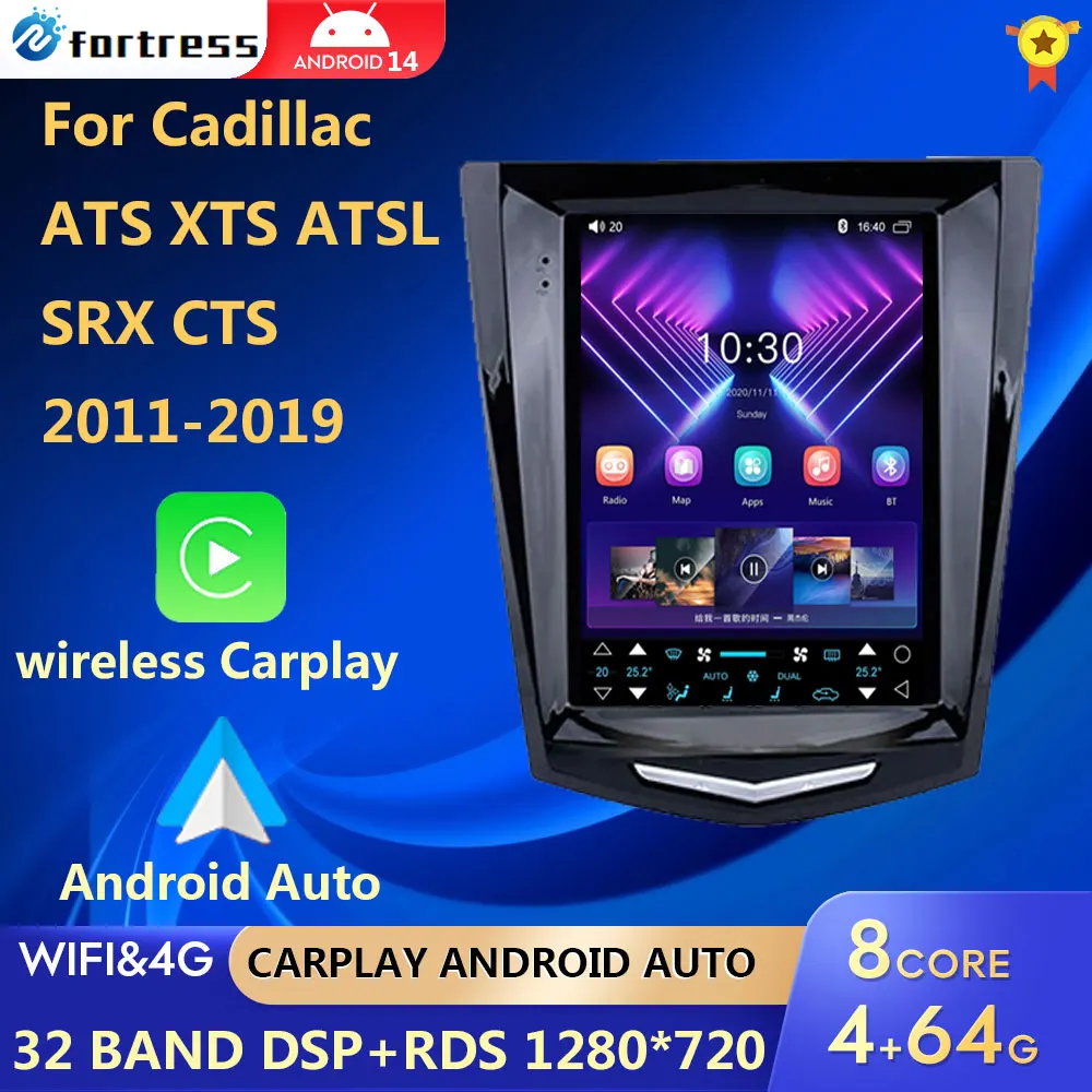 

Tesla Car Radio for Cadillac ATS XTS CTS SRX 2013 - 2018 Multimedia Video Player GPS Navigation Android 13 Auto BT No 2 DIN9.7"